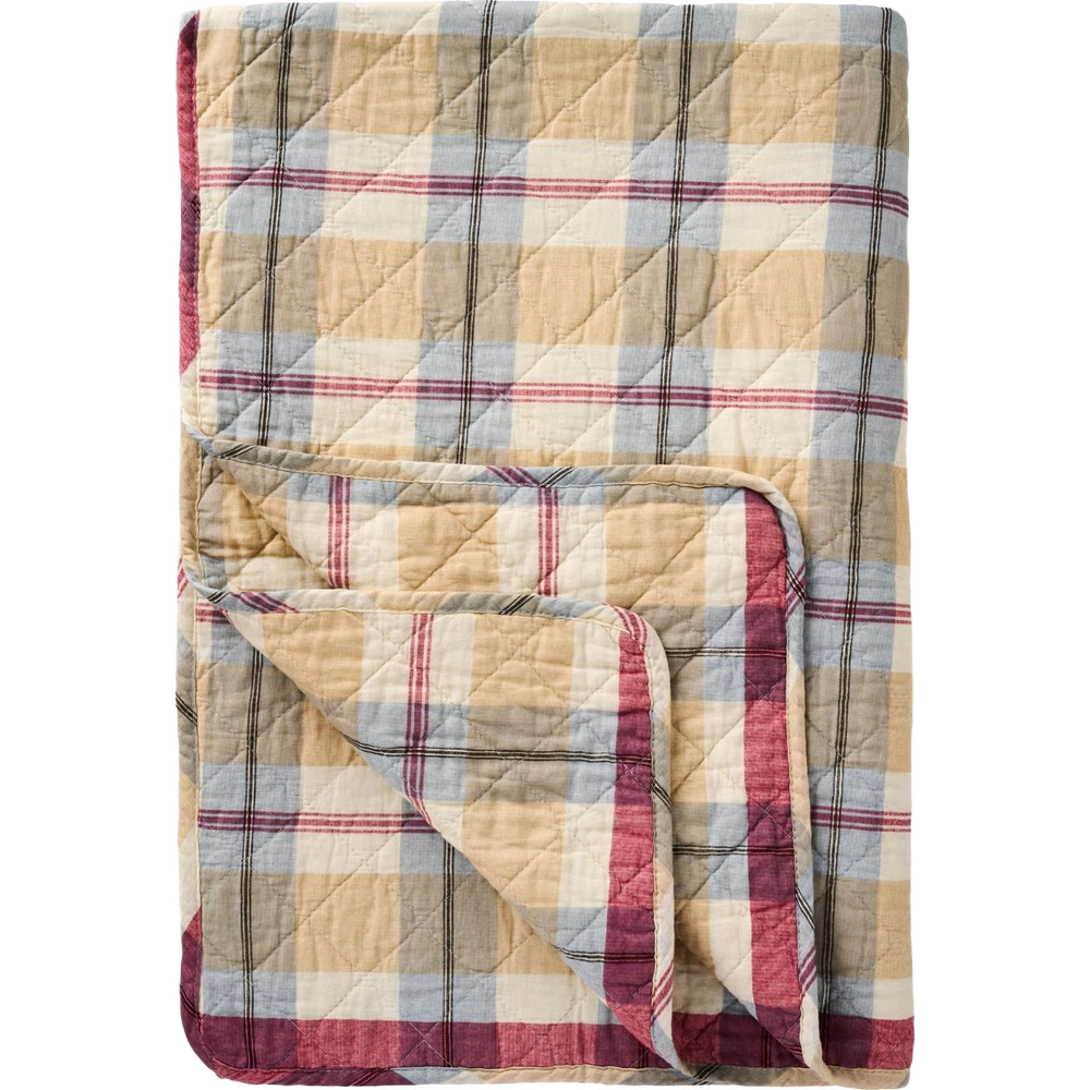 Vattæppe - Bomuld - Rødt, blåt, beige & gråt stribemønster (00)