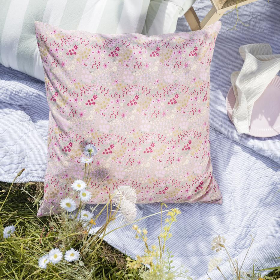 Vattæppe - Bomuld - Hvid m. Blå Mælkedrengestriber (00)