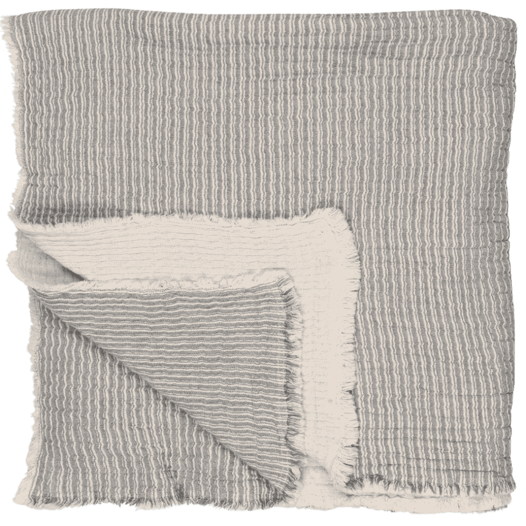 Thy Sengetæppe - Bomuld - Lyseblå/Off White (26)