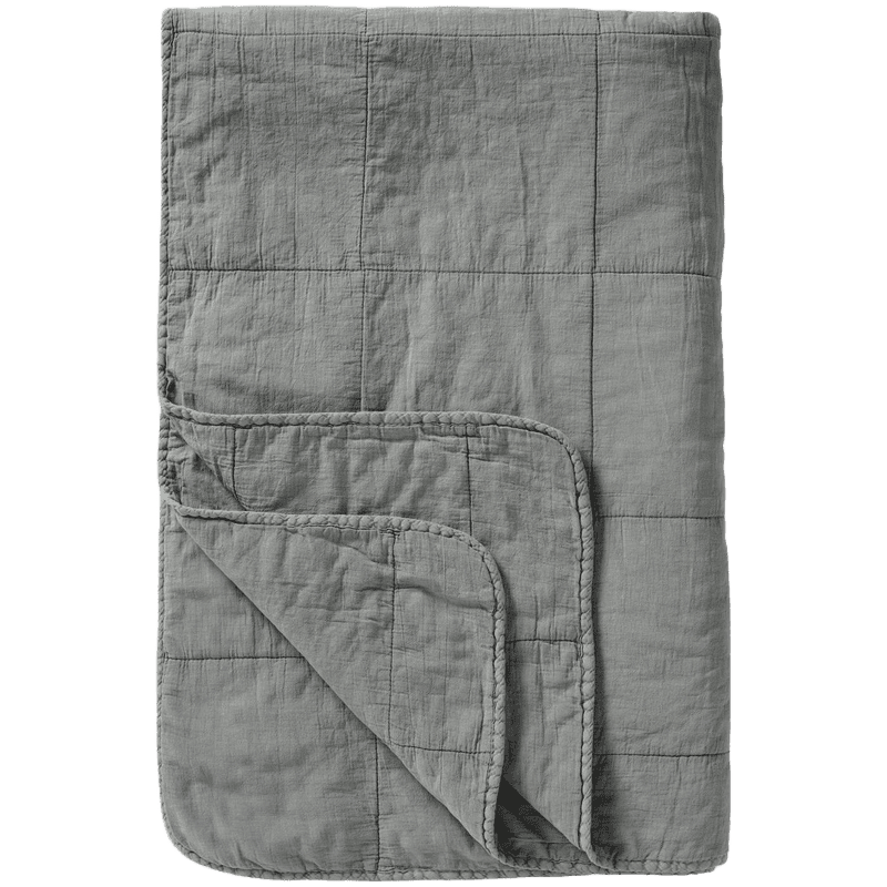 Quilt Tæppe Bomuld - Støvblå (68)
