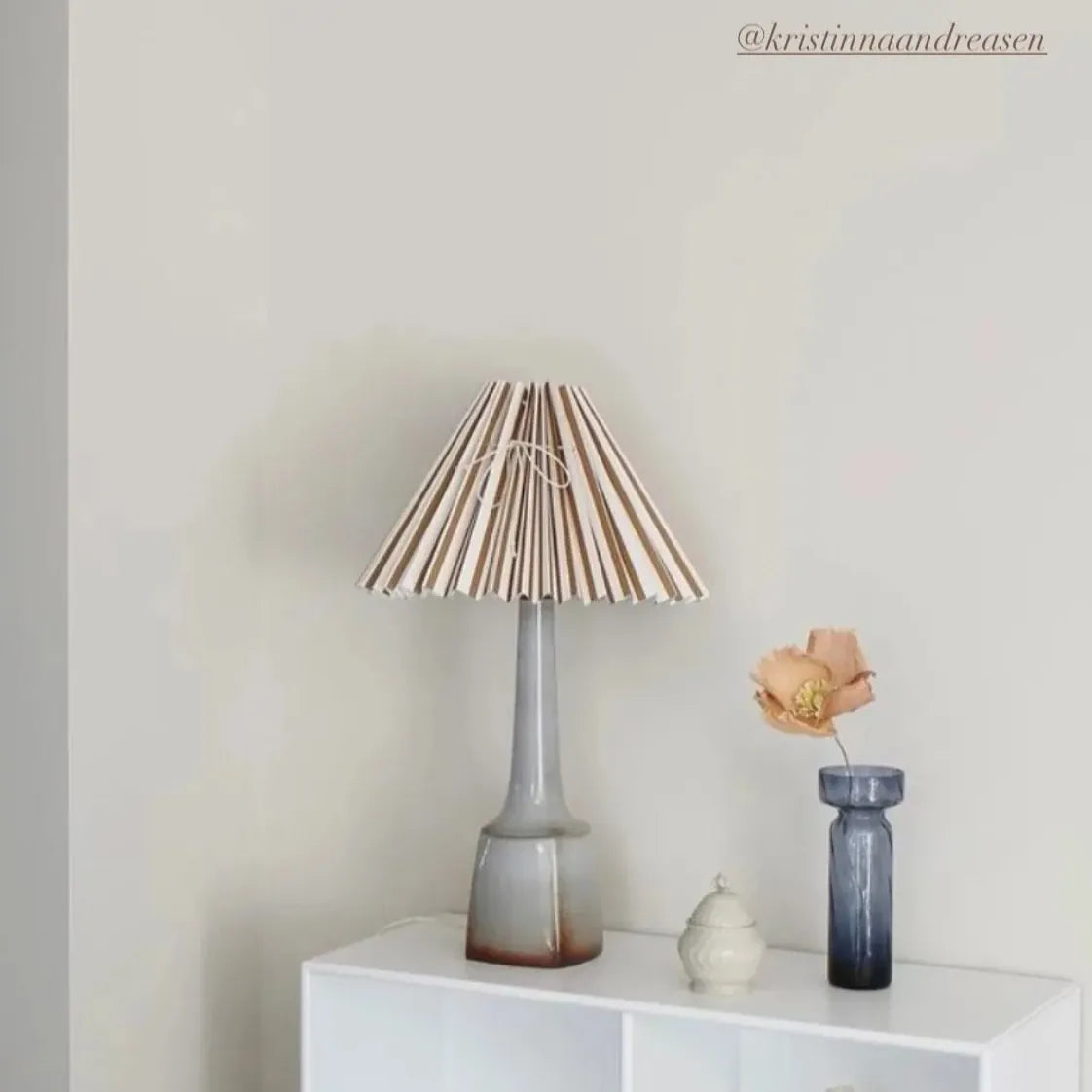 Lampeskærm - Beige Med Brune Lodrette Striber
