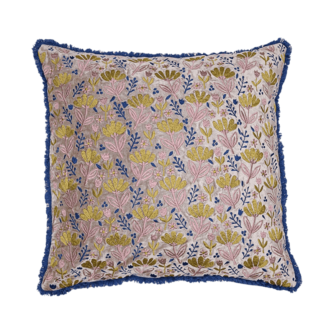 lyserød pudebetræk med blomster på