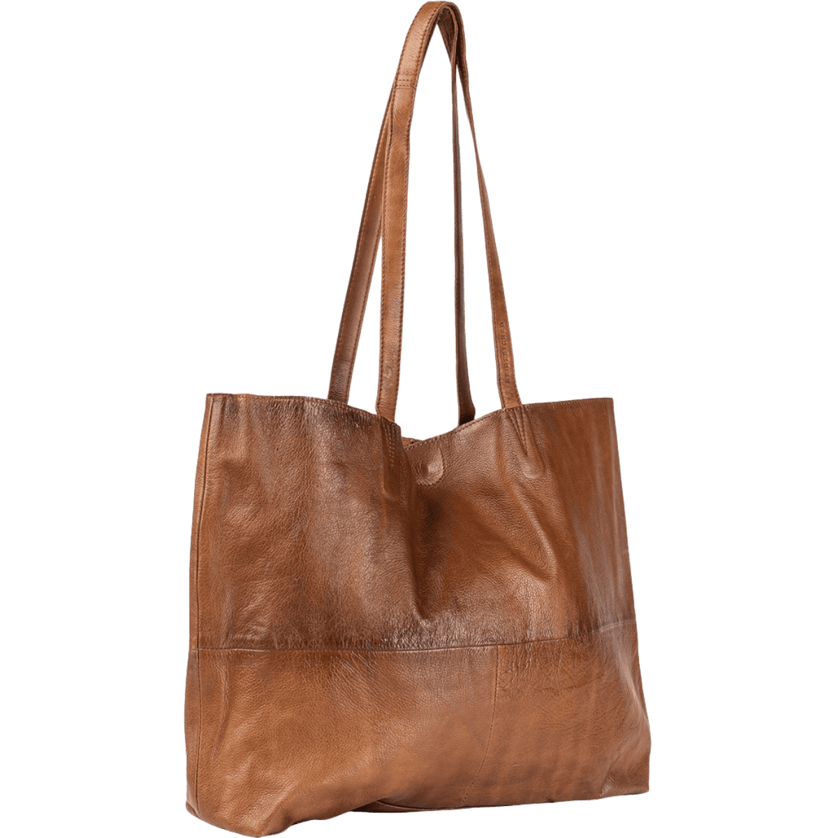 Marlo tasken er en totebag i læder fra ReDesigned. Denne er i farven walnut, som er en mørkebrun læder