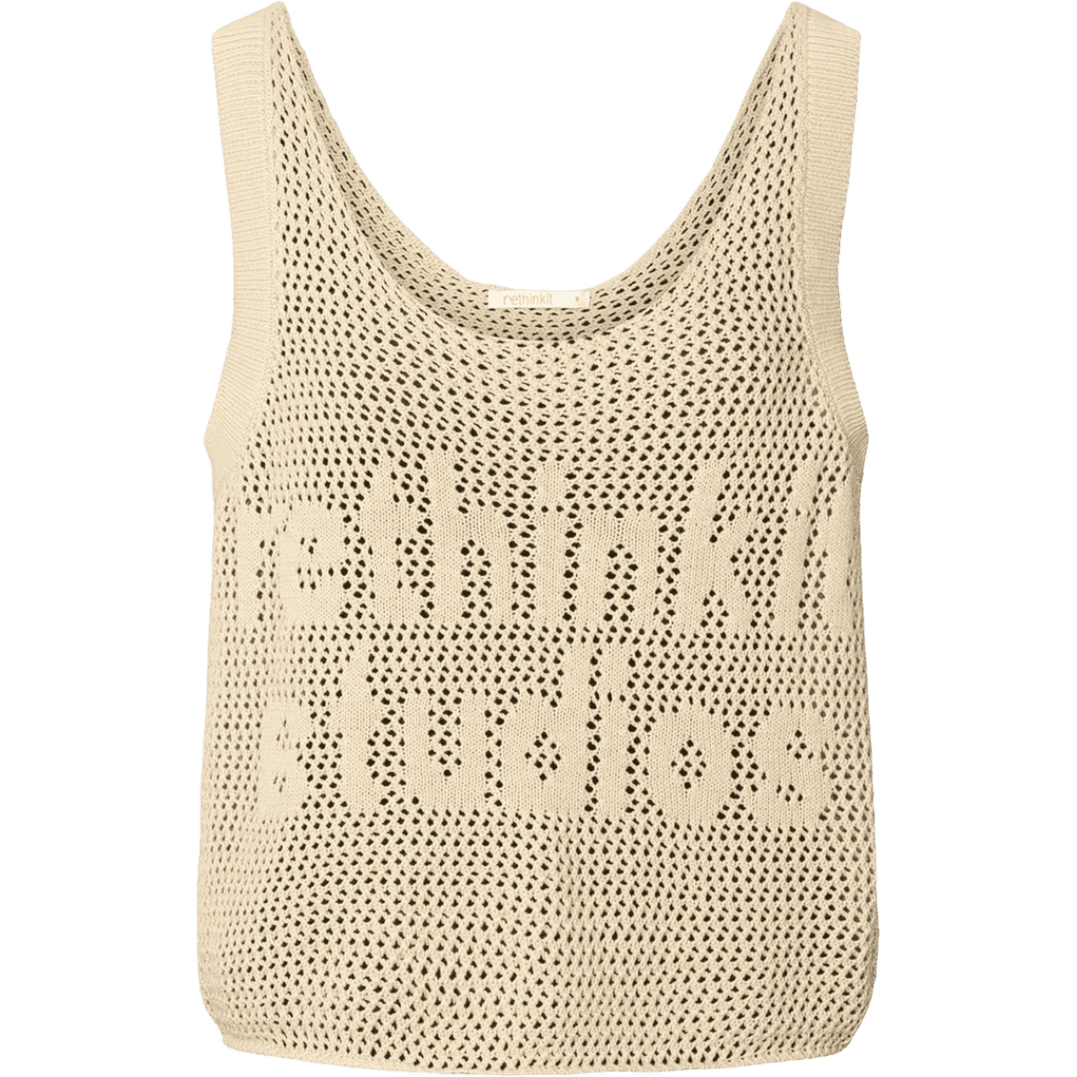 Casual top fra Rethinkit Studios med transparent strik