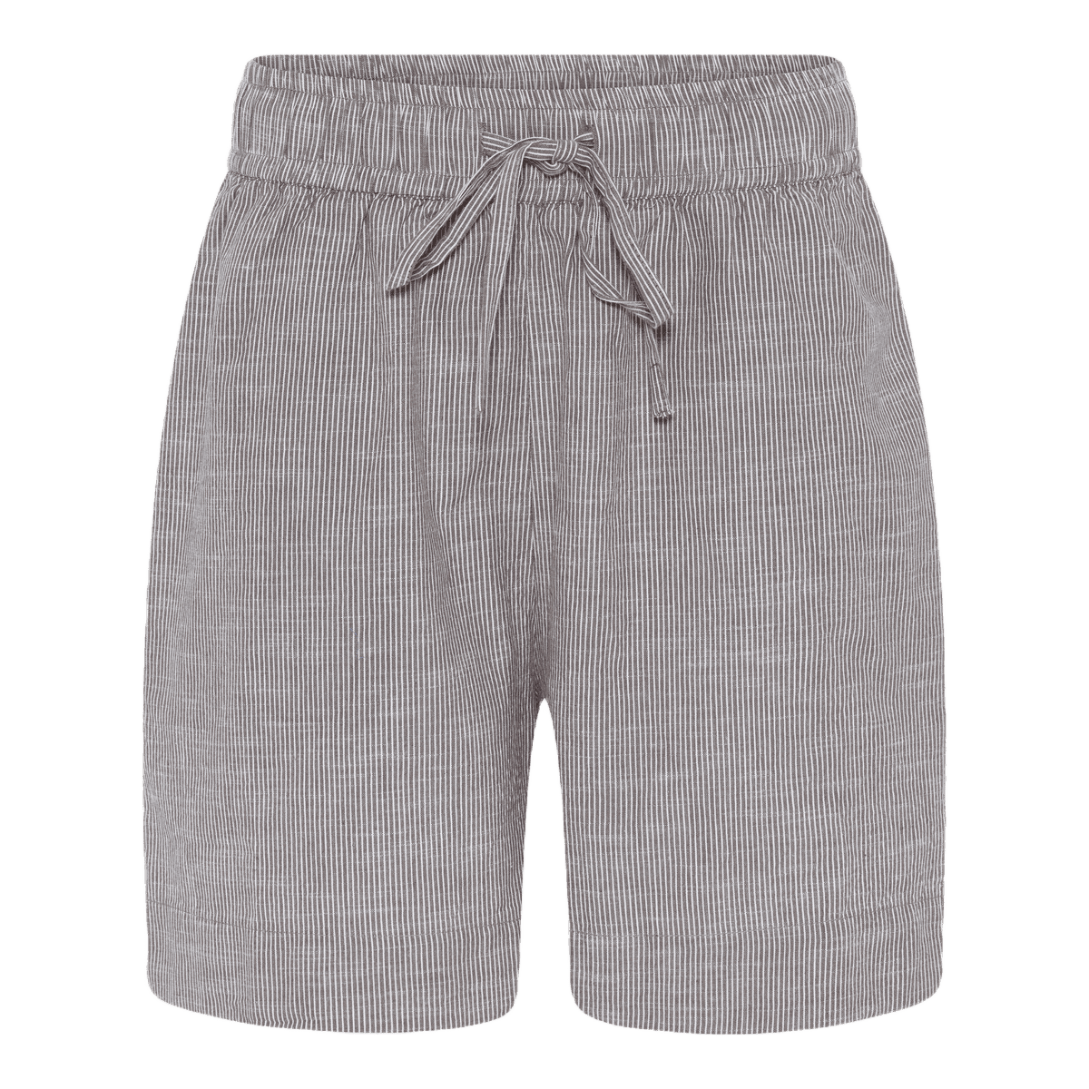 Sydney shorts fra FRAU med snørre i taljen. Disse er i bomuld og i brun strip