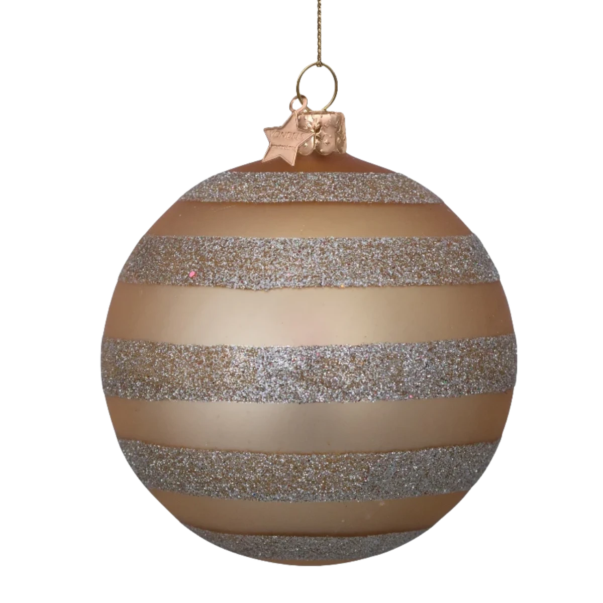 Guld julekugle med guld glimmer striber
