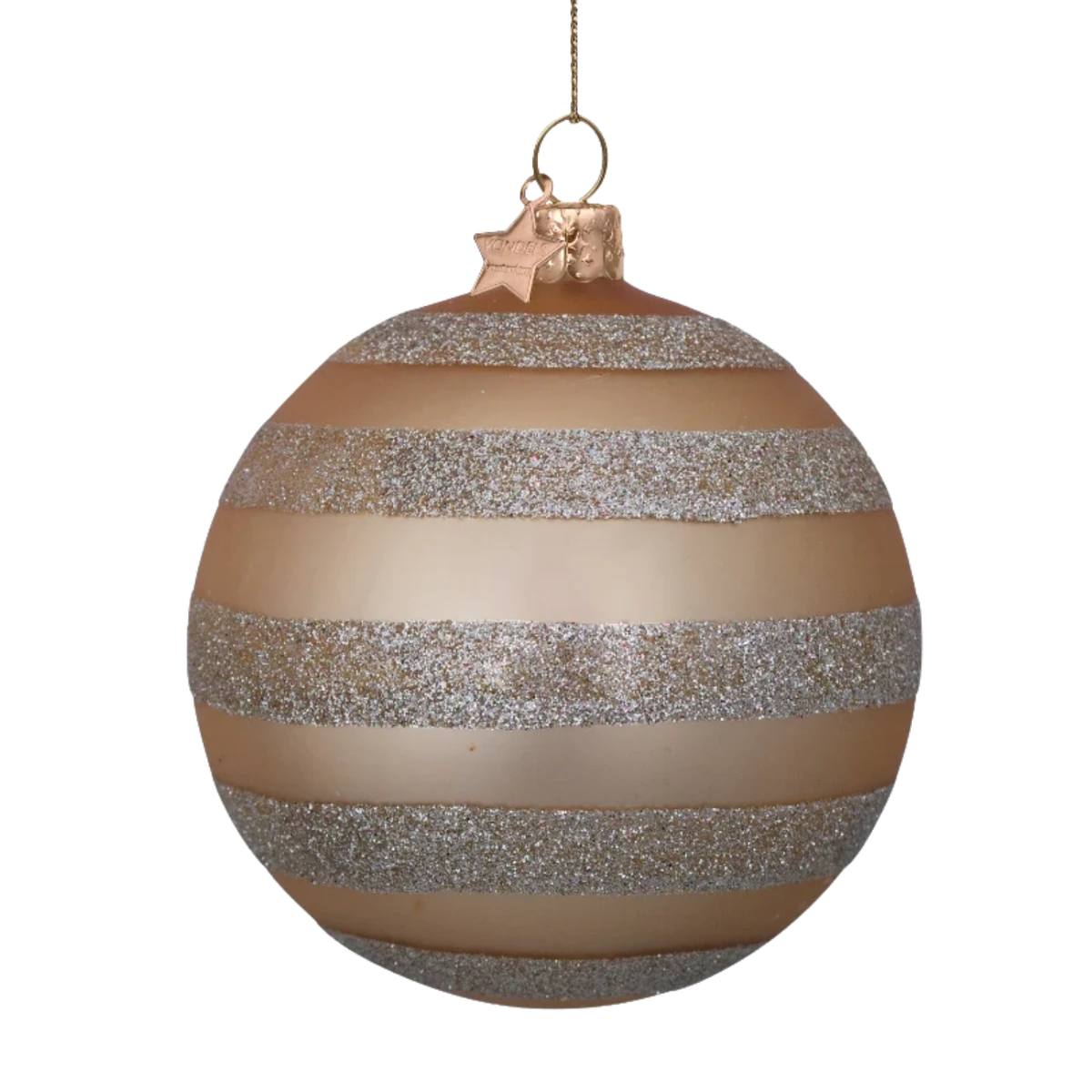 Guld julekugle med guld glimmer striber