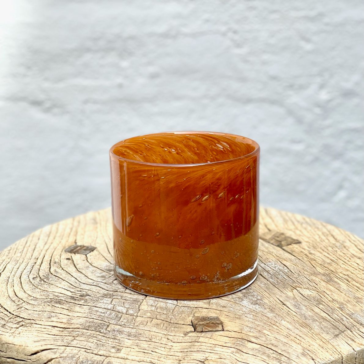 mundblæst glas i farven brick