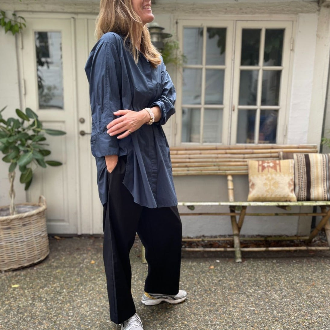 Frau, Copenhagen Long, Sorte Brede Bukser i Uldmix