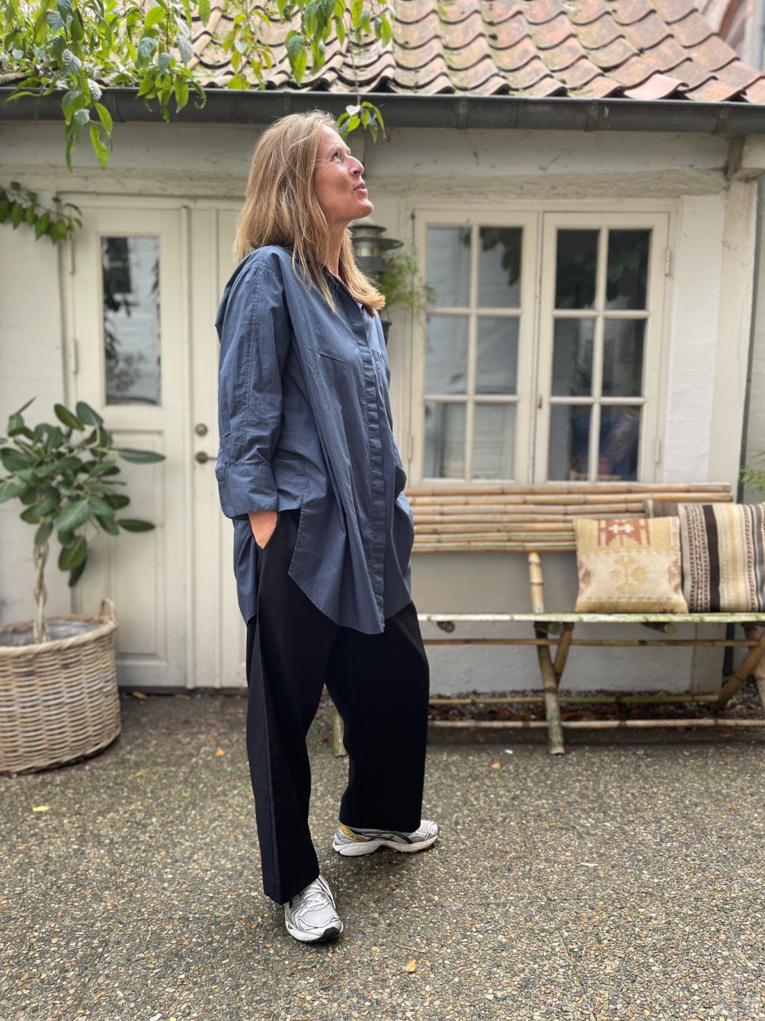Frau, Copenhagen Long, Sorte Brede Bukser i Uldmix