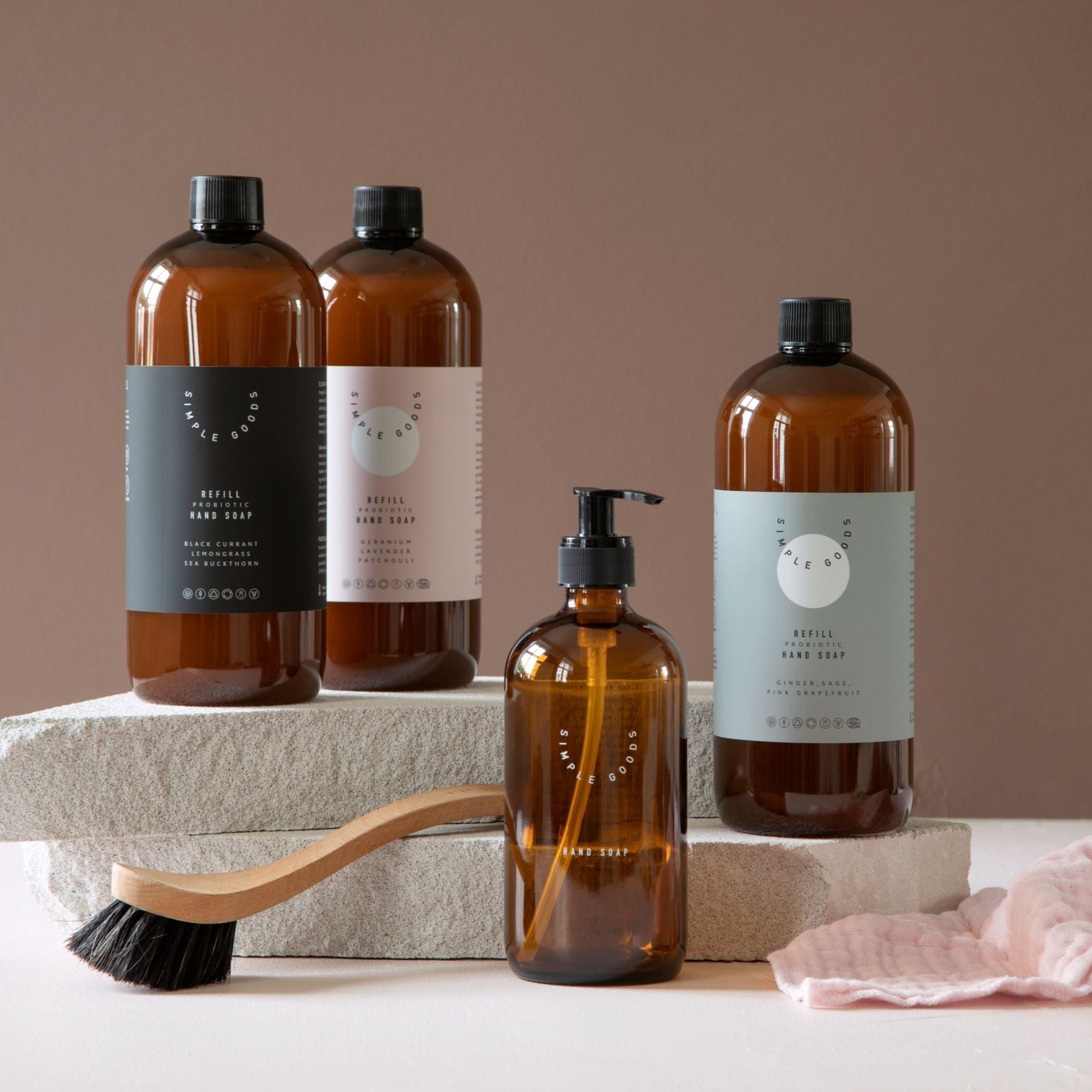 simple goods bæredygtigt refill bottles og opvaskesæbe til dit hjem