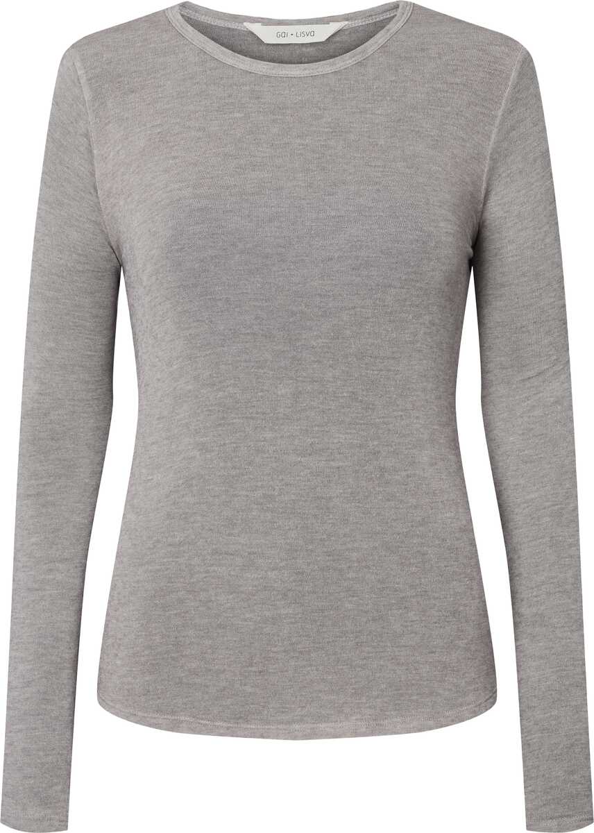 Gai & Lisva, Thyra Basis Uld Bluse, Light Grey Melange
