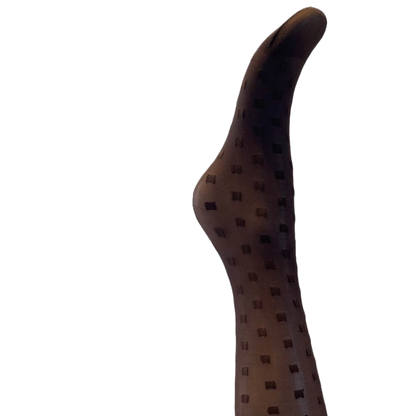 Karen Strømpebukser - Dark brown w. brown square