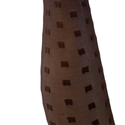 Karen Strømpebukser - Dark brown w. brown square