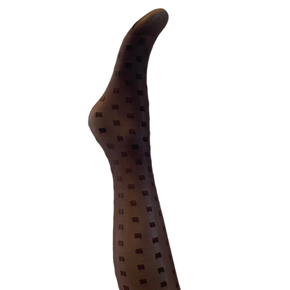 Karen Strømpebukser - Dark brown w. brown square