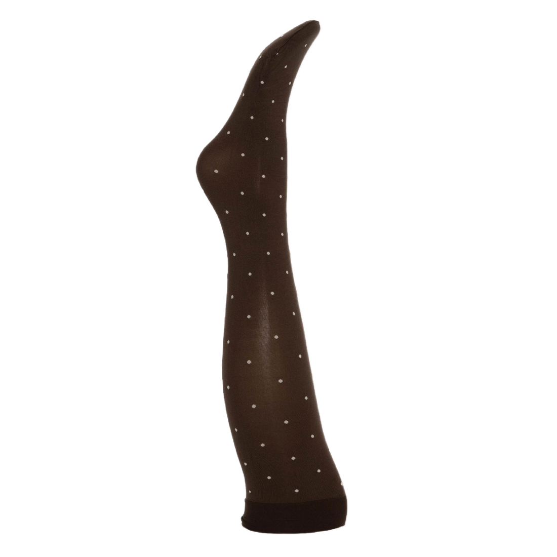 Agnes Knæstrømper - Dark brown w. off white dots