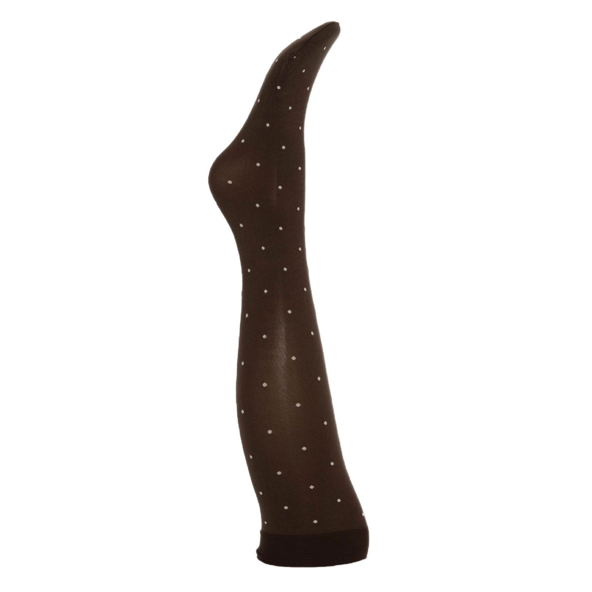 Agnes Knæstrømper - Dark brown w. off white dots