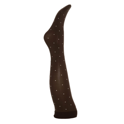 Agnes Knæstrømper - Dark brown w. off white dots
