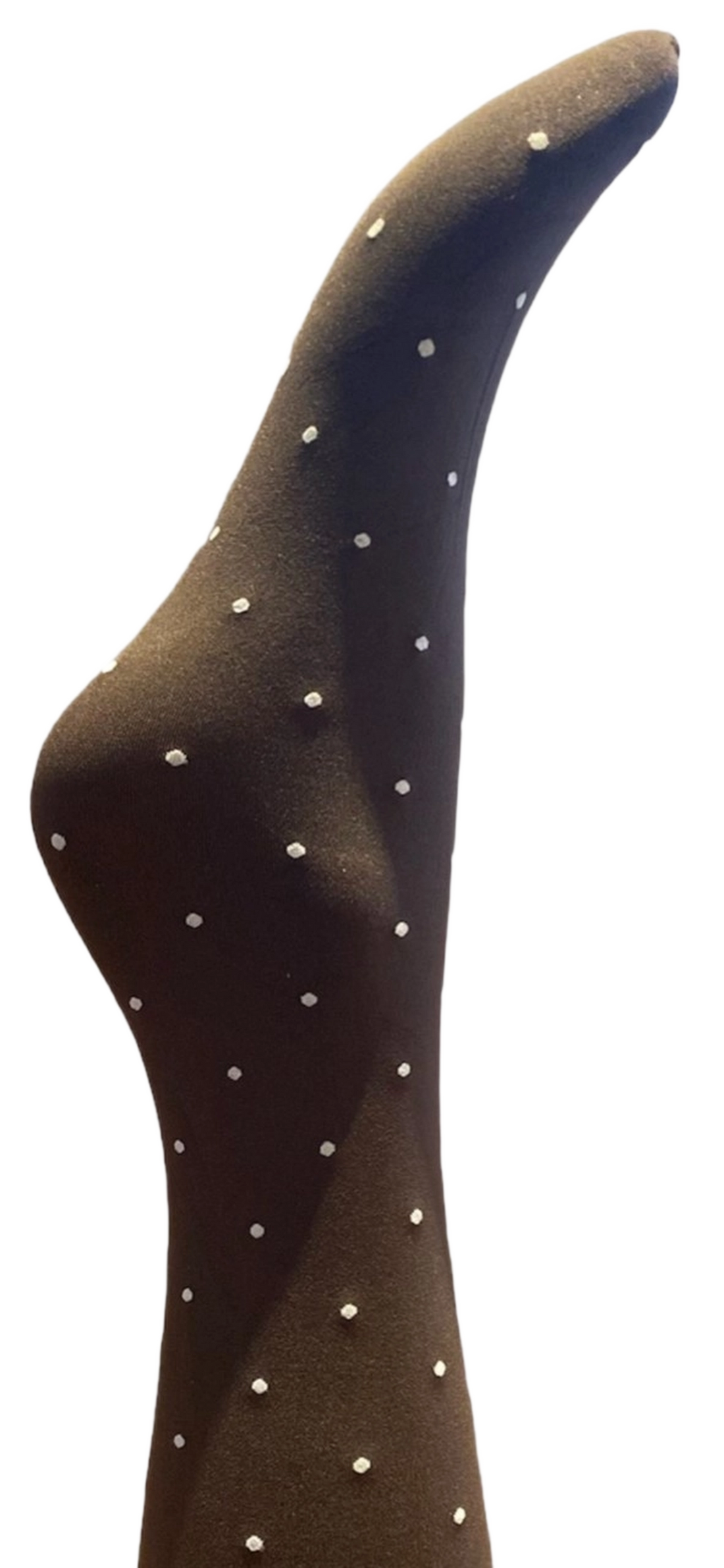 Agnes Knæstrømper - Dark brown w. off white dots