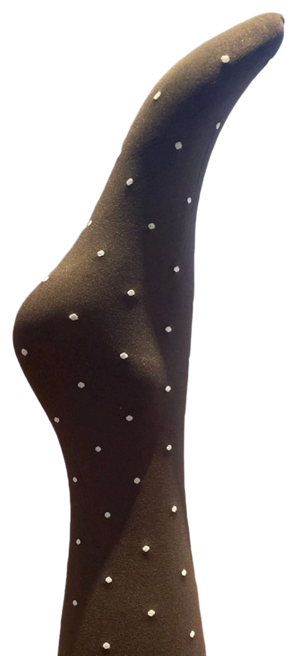 Agnes Knæstrømper - Dark brown w. off white dots