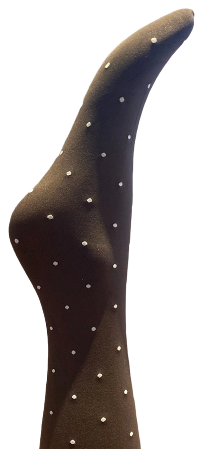 Agnes Knæstrømper - Dark brown w. off white dots