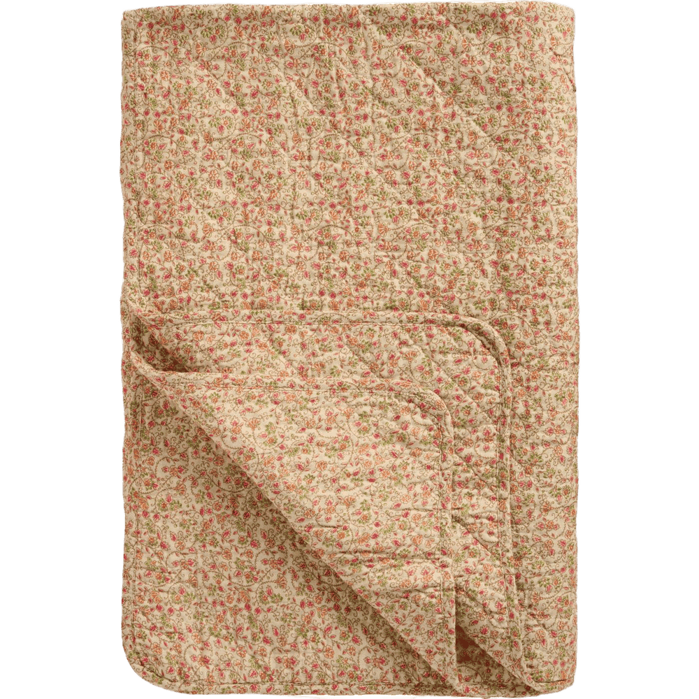 Vattæppe - Bomuld - Røde, grønne og orange blomsterranker (00)