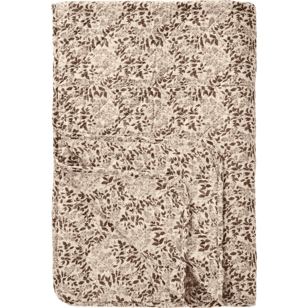 Vattæppe - Bomuld - Milky Brown Løvmønster (61)