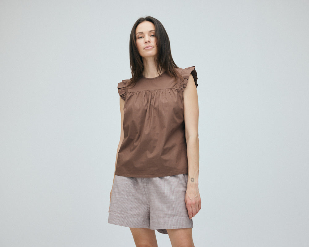 Sydney String Shorts - Øko Bomuld - Coffee Quartz Stripe