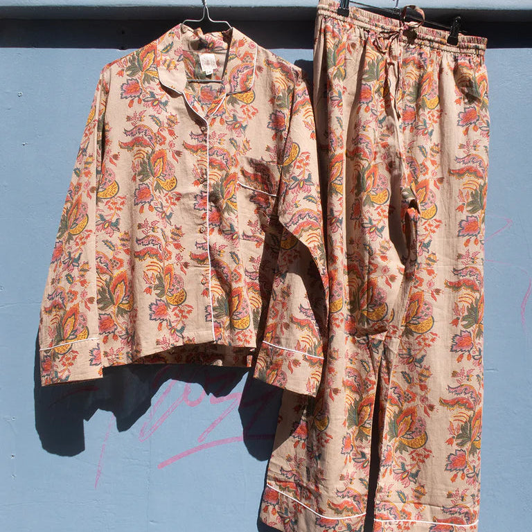 Pyjamas i Blokprint - Khaki