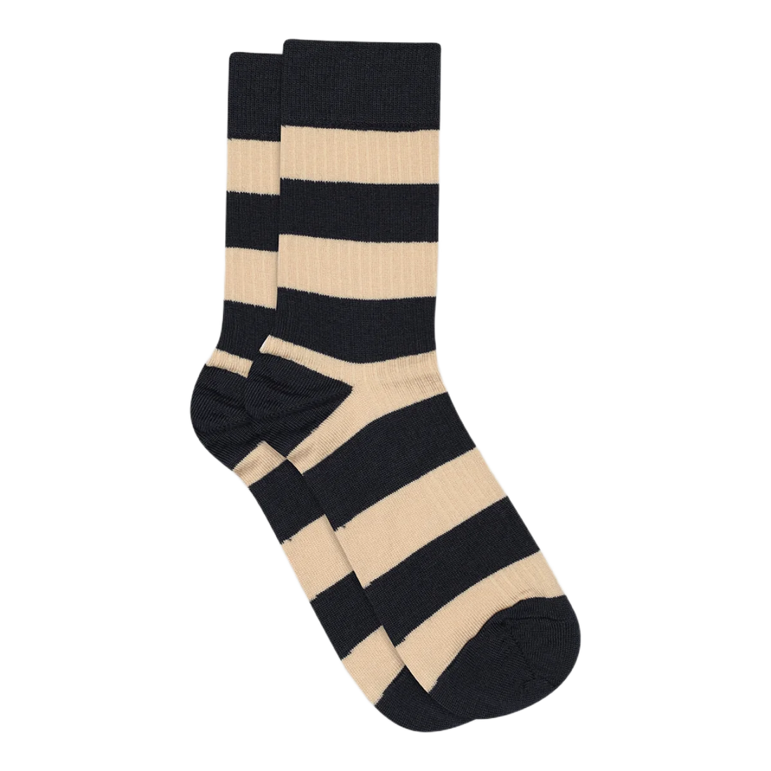 Stribet strømper fra MpDenmark. Disse er i hvid og blå