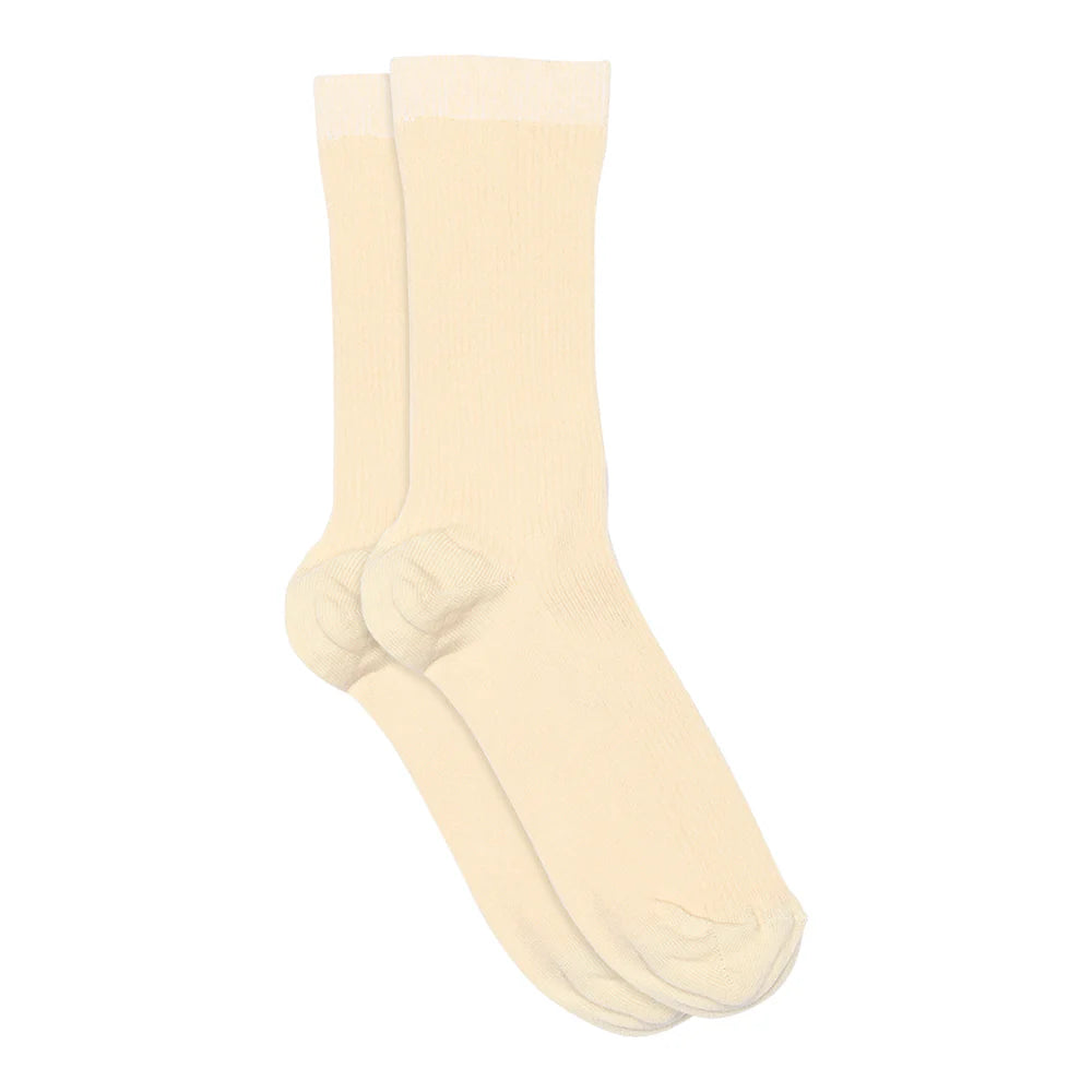 Fine Cotton Rib Strømper - Bomuld - Ecru