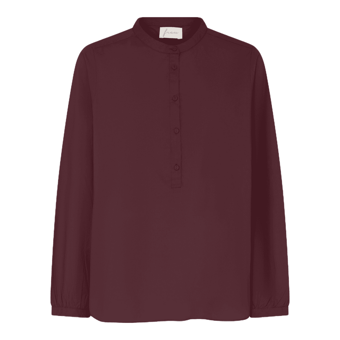 Madrid skjorte i farven red mahogany fra FRAU - en fin bordeaux farvet økologisk bomuldsskjorte til damer