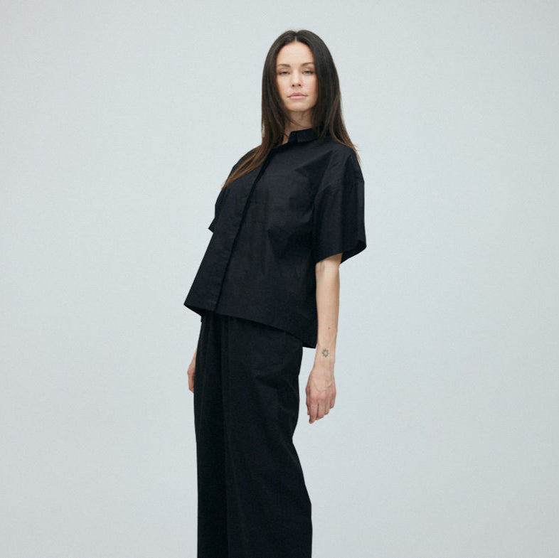 Nice S/S Skjorte - Øko Bomuld - Black