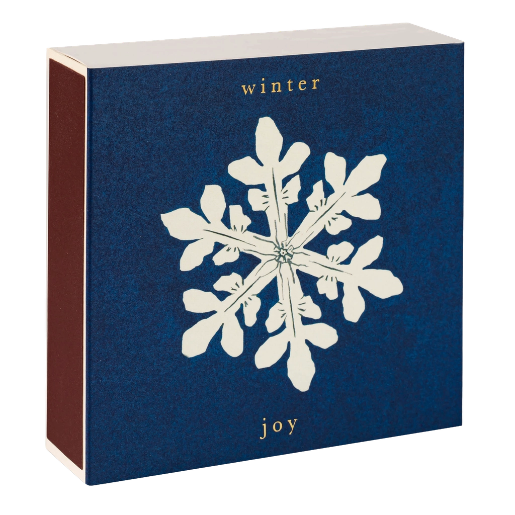 Stor tændstikkeæske fra Archivist Gallery, hvor en stor hvid snefnug er på. Perfekt til vinter og jul