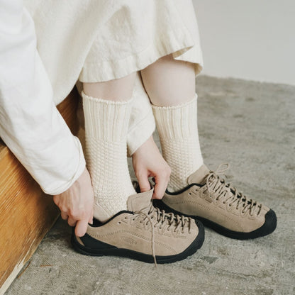 Uld Bomuld Strømper Med Rib Og Perlestrik