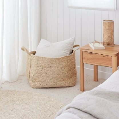 Firkantet Stor Kurv - Jute - Natural