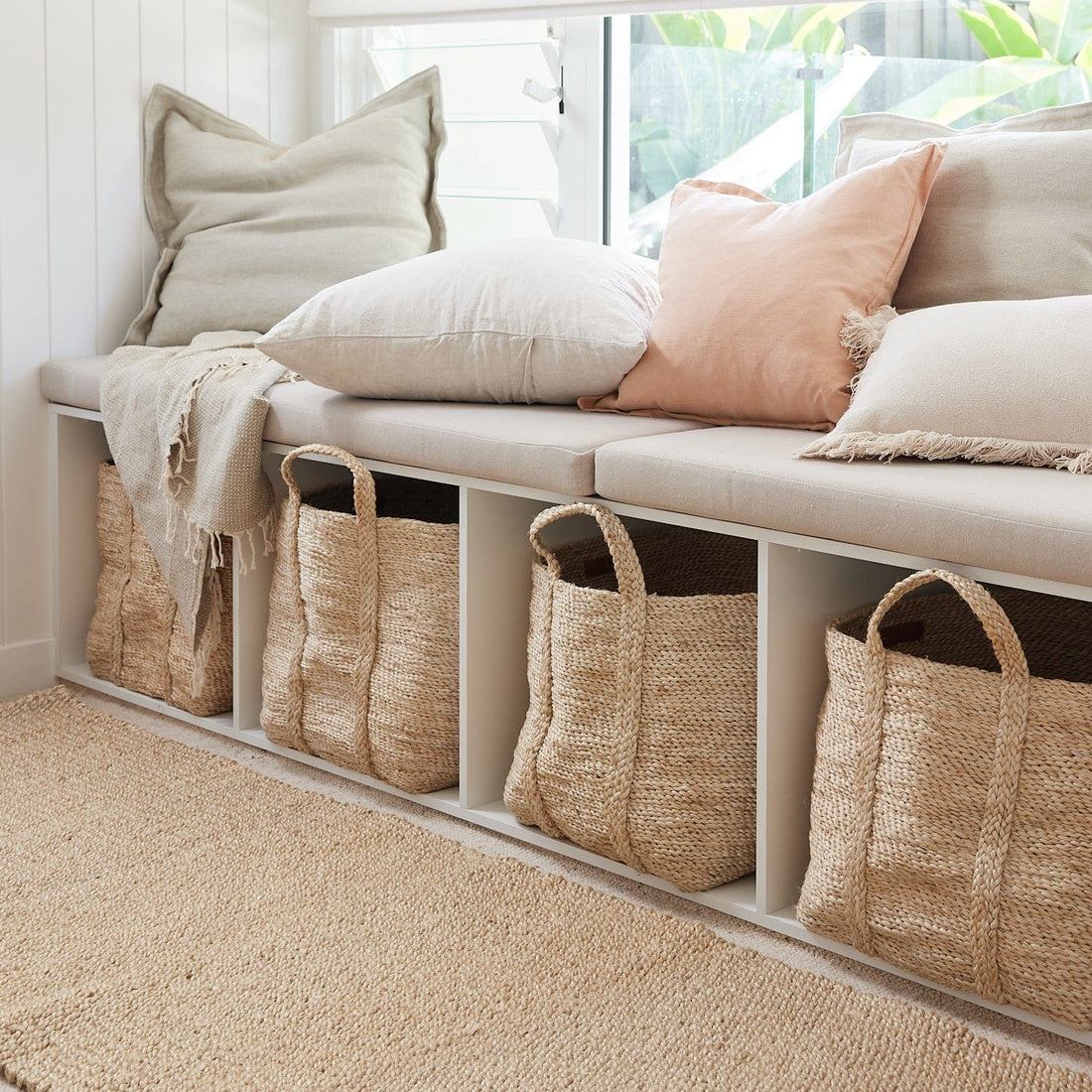 Firkantet Stor Kurv - Jute - Natural