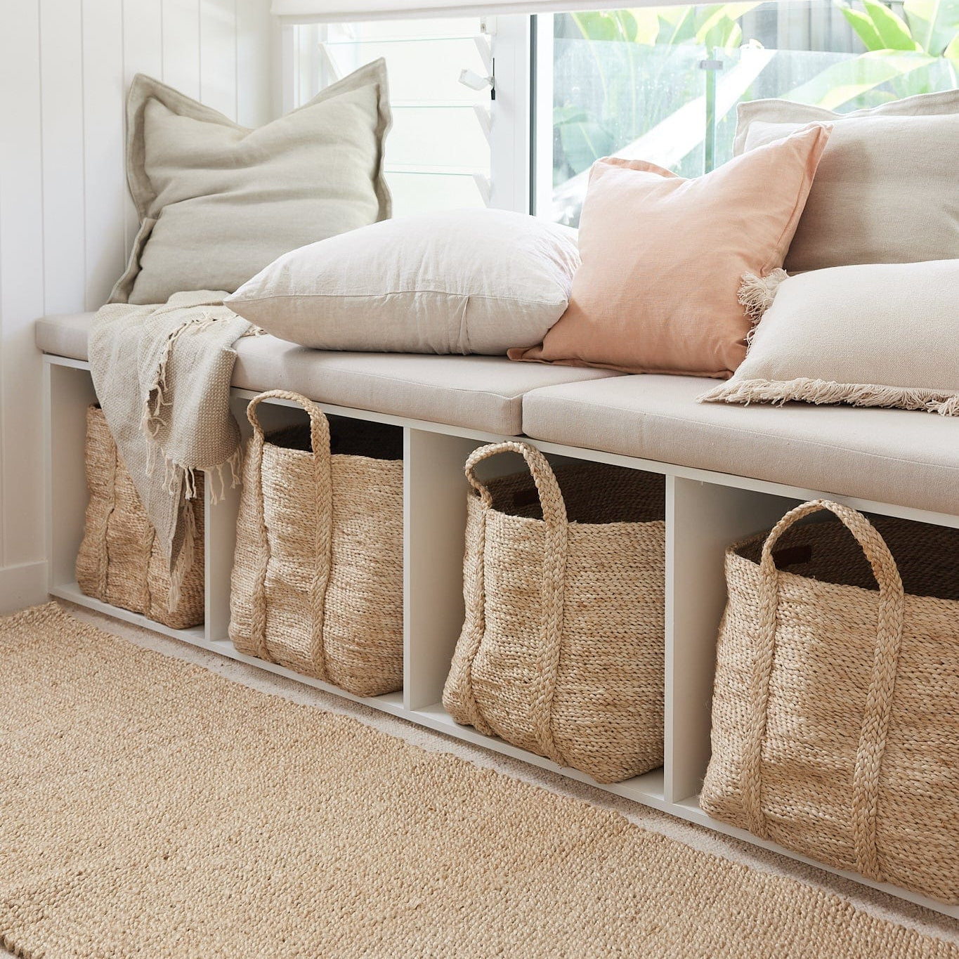 Firkantet Stor Kurv - Jute - Natural