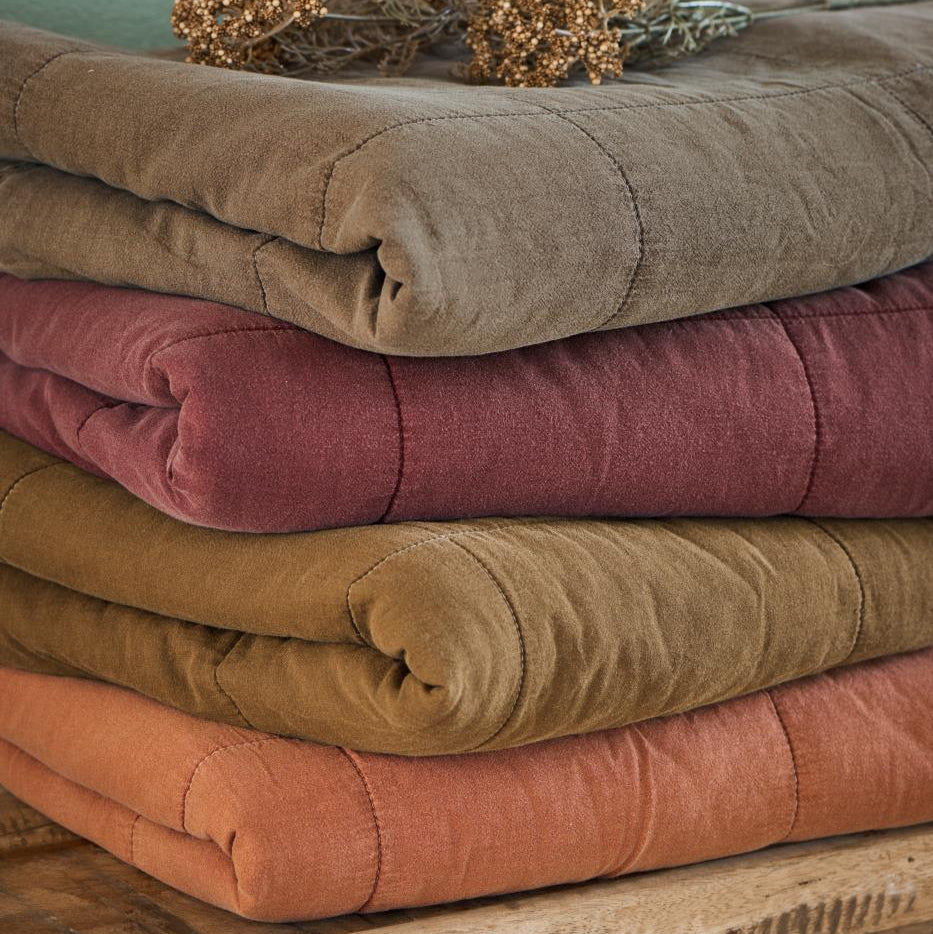 Quilt Tæppe - Bomuld - Dusty Plum (63)