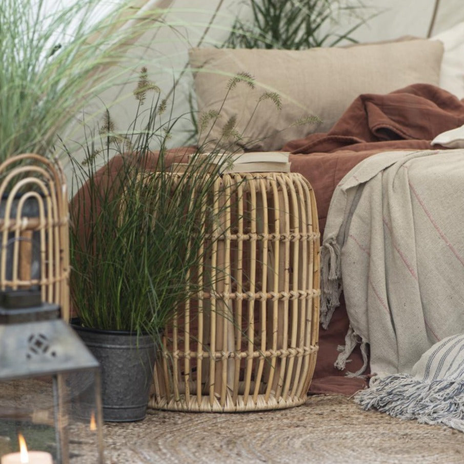 Rund Taburet - Rattan