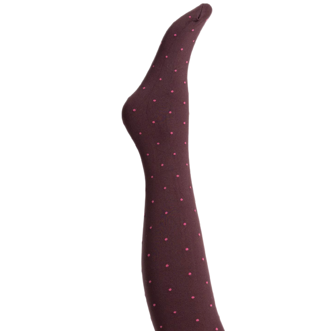 Agnes Strømpebukser - Aubergine w. pink dots