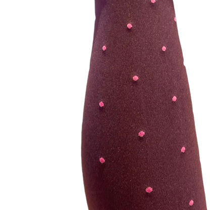 Agnes Strømpebukser - Aubergine w. pink dots
