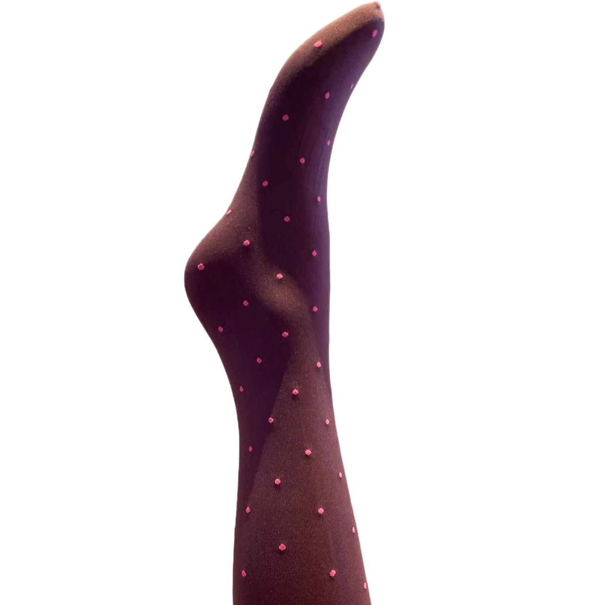 Agnes Strømpebukser - Aubergine w. pink dots