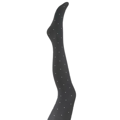 Agnes Strømpebukser - Dark grey w. off white dot