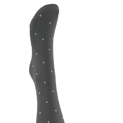 Agnes Strømpebukser - Dark grey w. off white dot