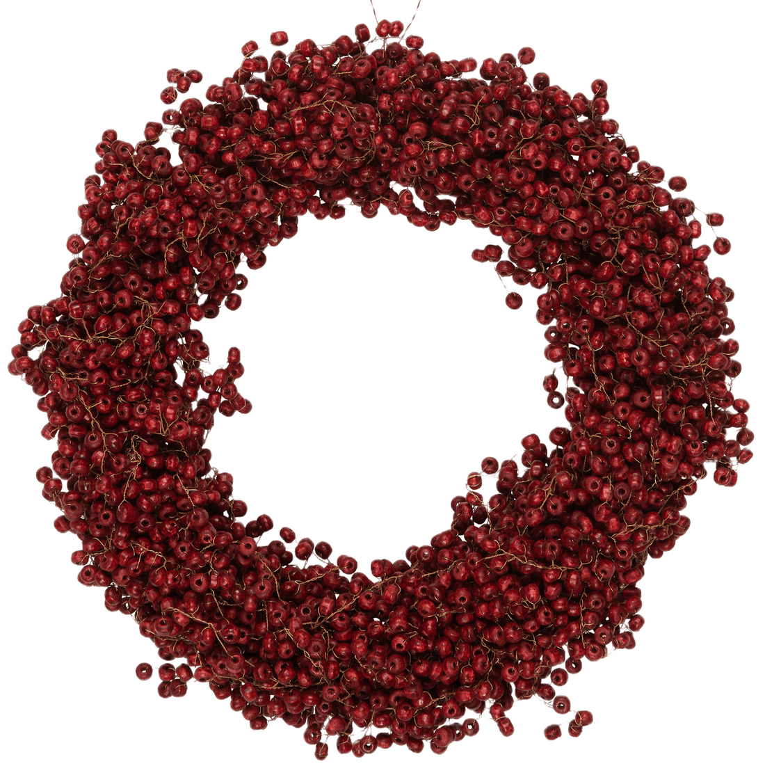 Krans fra Ib Laursen stillenat med røde træperler - perfekt til jul og højtider