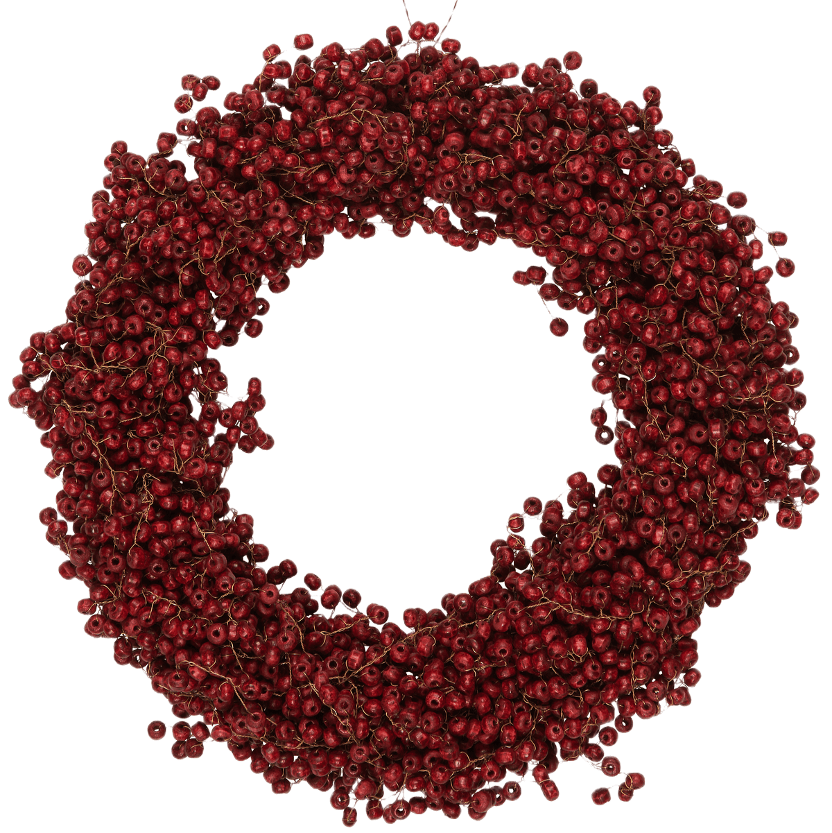 Krans fra Ib Laursen stillenat med røde træperler - perfekt til jul og højtider