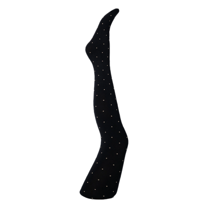 Agnes Strømpebukser - Black w. light sand dots
