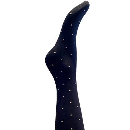 Agnes Strømpebukser - Black w. light sand dots