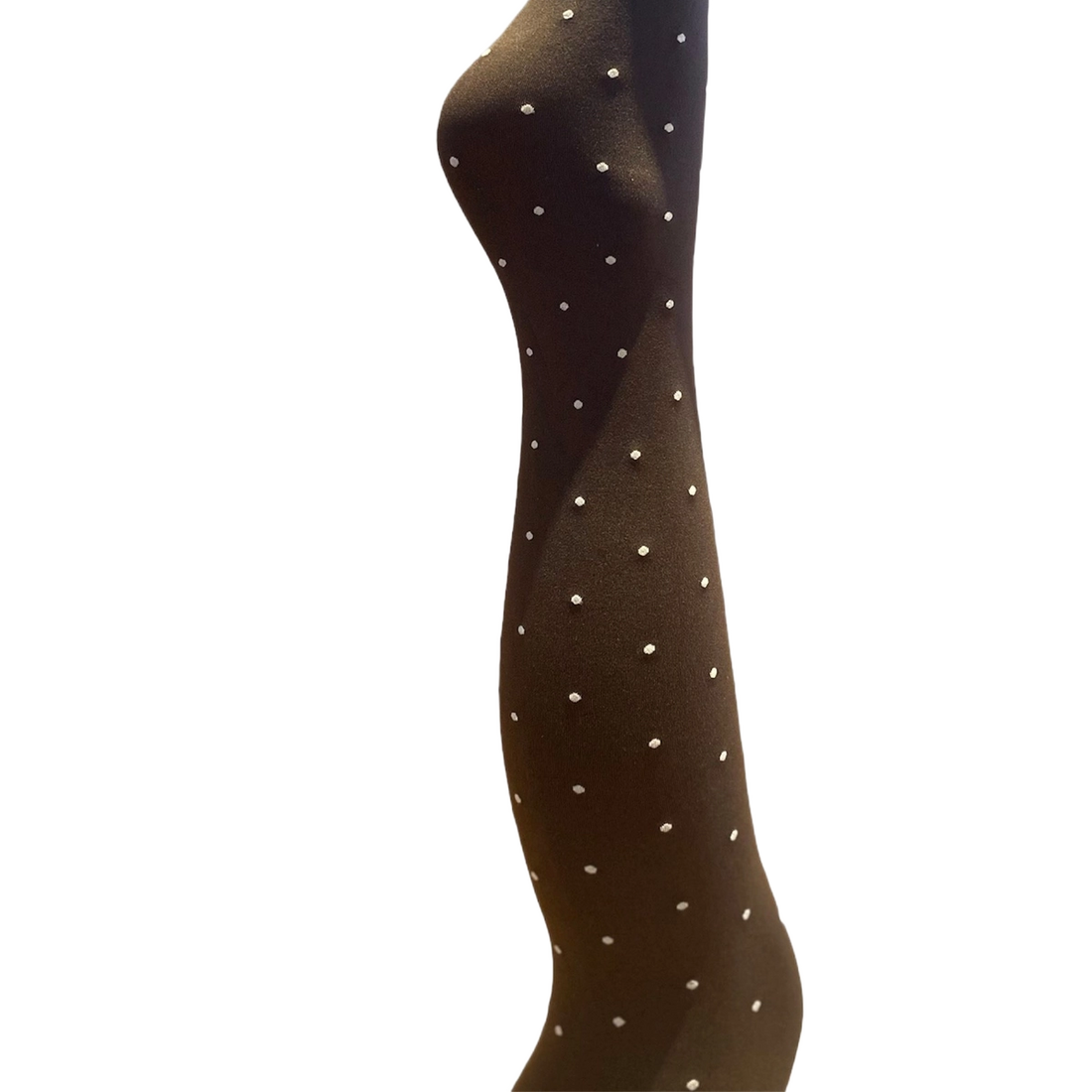 Agnes Strømpebukser - Dark brown w. off white dots